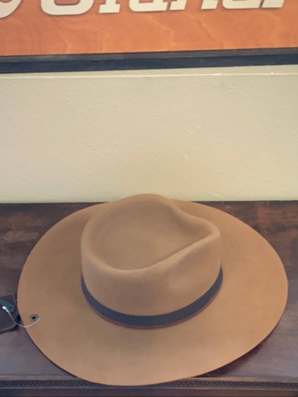 Peter Grimm Tan Felt Fedora with Dark Brown Band
